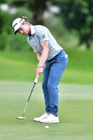 PETALING JAYA, NOV 26 : Kieran Vincent of Zimbabwe, pictured during final round of PKNS Selangor Masters '22 at Kelab Golf Seri Selangor. Petaling Jaya, Malaysia on November 26, 2022.のeditorial素材