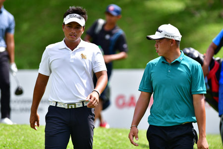 PETALING JAYA, NOV 24 : Kemarol Baharin of Malaysia, teeing of at hole 13th, during Round 2 of PKNS Selangor Masters '22 at Kelab Golf Seri Selangor. Petaling Jaya, Malaysia on November 24, 2022.のeditorial素材