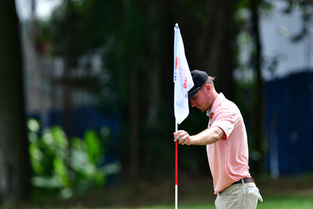 PETALING JAYA, NOV 25 : Van Thomas of USA, pictured during Round 3 of PKNS Selangor Masters '22 at Kelab Golf Seri Selangor. Petaling Jaya, Malaysia on November 25, 2022.のeditorial素材