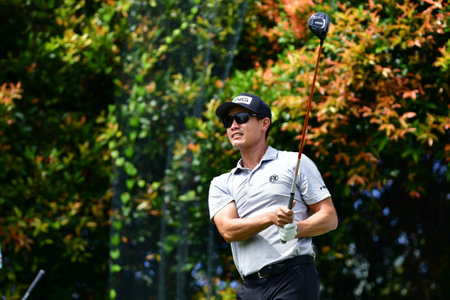 PETALING JAYA, NOV 25 : Denwit Boriboonsub of Thailand, pictured during Round 3 of PKNS Selangor Masters '22 at Kelab Golf Seri Selangor. Petaling Jaya, Malaysia on November 25, 2022.のeditorial素材
