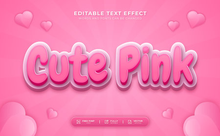 Cute Pink Editable Text Effectのイラスト素材