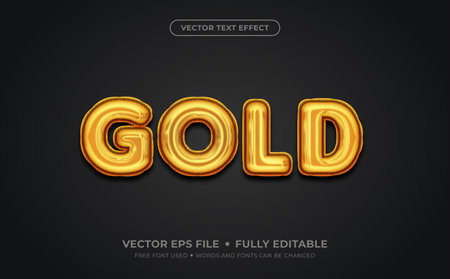 Gold Foil Balloon Editable Vector Text Effectのイラスト素材