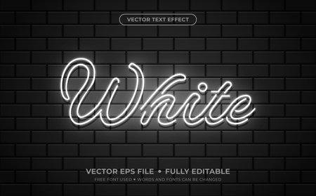 White Neon Editable Vector Text Effect.のイラスト素材