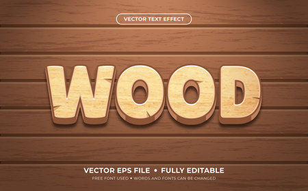 Wood Editable Vector Text Effect.のイラスト素材
