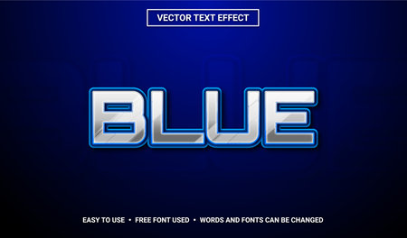 Silver with Blue Outline Editable Vector Text Effectのイラスト素材