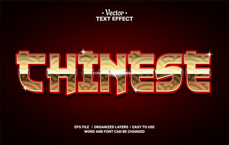Golden Chinese Editable Vector Text Effect.のイラスト素材