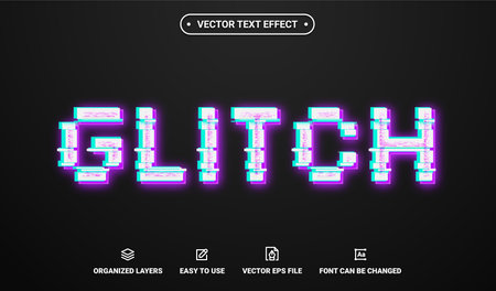 Glitch Editable Vector Text Effect.のイラスト素材