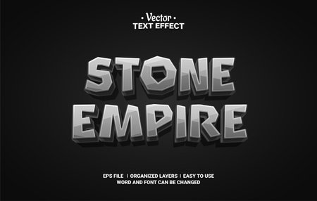Stone Empire Cartoon Style Editable Vector Text Effect.のイラスト素材