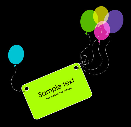 Tag with colorful balloons. Greeting card. Space for text.のイラスト素材