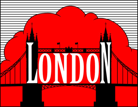 London. Tower bridge. Red and black.のイラスト素材