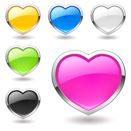 Heart (buttons) multicolor icons set. Valentineのイラスト素材