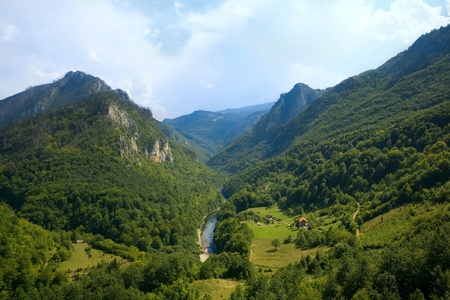 Montenegro. Mountains. Tara river canyon in bright sunny weather