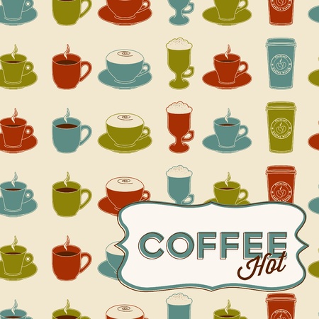 Coffee cup seamless pattern with tag. のイラスト素材