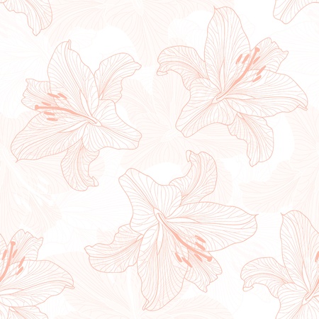 Seamless floral pattern. Background with lilyのイラスト素材