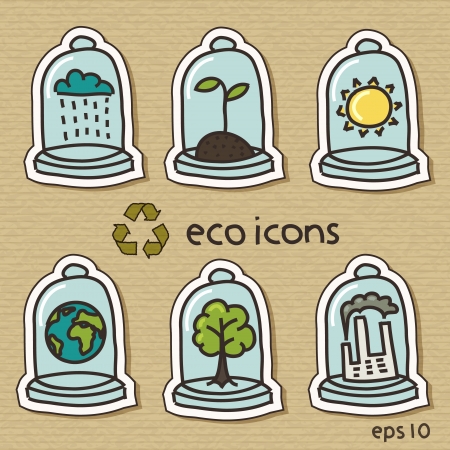 Eco icons on cardboardのイラスト素材