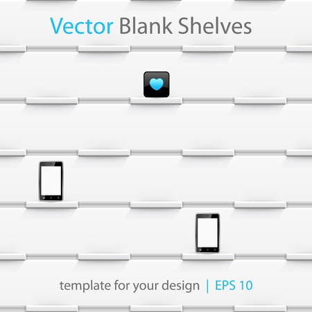 White vector shelves, template for your design. Seamless pattern. Eps10.のイラスト素材