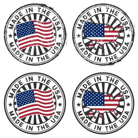 Stamp with map, flag of the USA  Made in the USA のイラスト素材