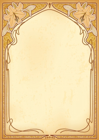 Art nouveau frames with space for text on old paper Art nouveau frames with space for text on old paper