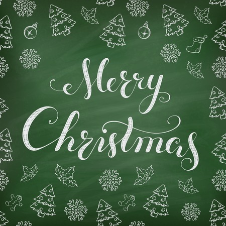 Christmas Chalkboard with lettering.のイラスト素材