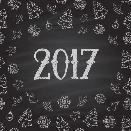 Christmas or New Year Chalkboard design. 2017のイラスト素材
