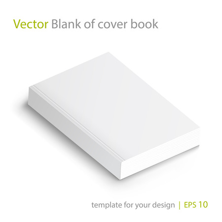 Realistic  blank of paperback cover book. Template for your design. Grayscale Mockup on white.のイラスト素材