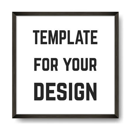 Square Blank picture frame template. Realistic black frame with shadow on white for photo or poster.のイラスト素材