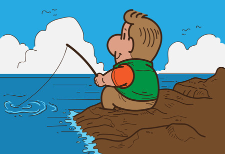 Cartoon man Fishingのイラスト素材