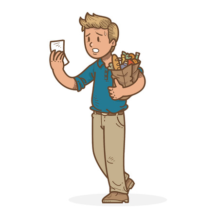 Man Shopping Groceriesのイラスト素材