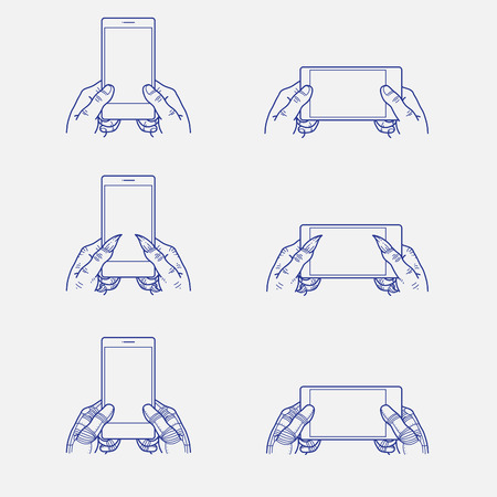 Hands on smart phoneのイラスト素材