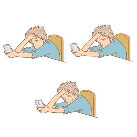 Man expression using phoneのイラスト素材
