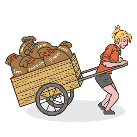 Life burden womanのイラスト素材