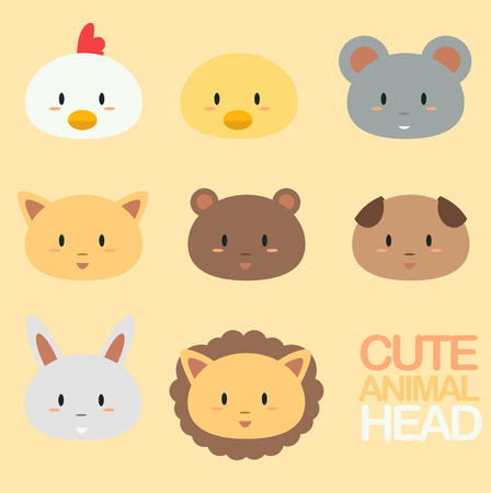 Cute cartoon animal headのイラスト素材