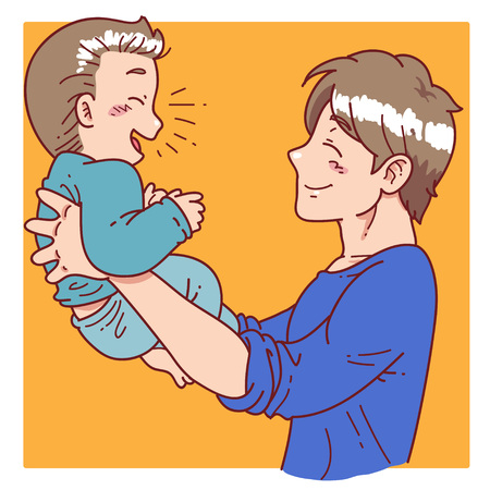 father hold his sonのイラスト素材