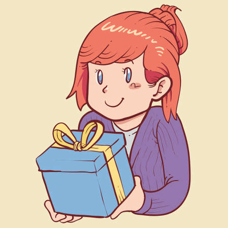 Illustration of a girl giving a presentのイラスト素材