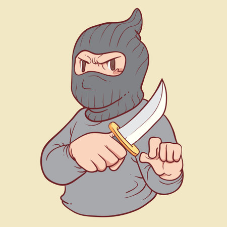 criminal holding a knifeのイラスト素材