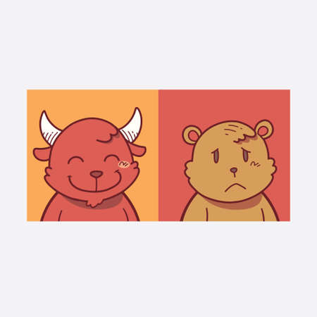 bull and bear cartoon mascot