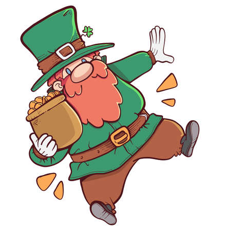 Illustration of a gnome carrying a pot of goldのイラスト素材
