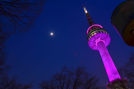 Night view in Seoul Towerの写真素材