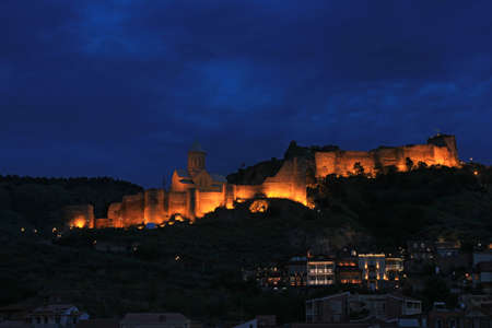 Georgia. Narikala fortress at sunset. In the spring.のeditorial素材
