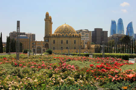 Baku city. Azerbaijan. 09.01.2019 year. Beautiful mosque in the city center.のeditorial素材