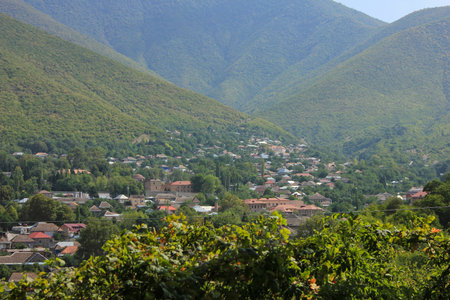 Azerbaijan. Sheki city. Panorama of the old city.