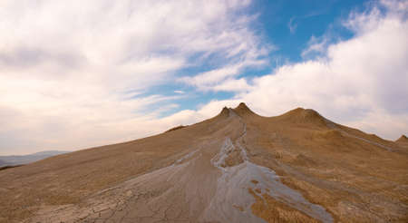 A beautiful mud volcano in the Gobustan mountains. Azerbaijan.