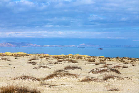 Beautiful wild coast of the Caspian Sea.の写真素材