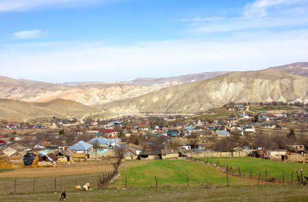 A small village among the Gobustan mountains. Azerbaijan.の写真素材