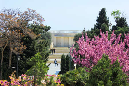 Baku. Azerbaijan. April 30, 2017. People walk in the upland park.のeditorial素材