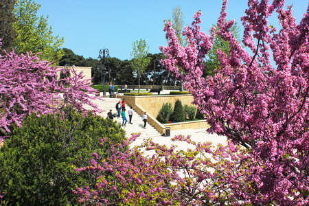 Baku. Azerbaijan. April 30, 2017. People walk in the upland park.のeditorial素材