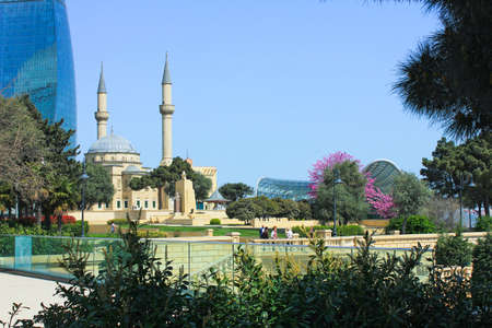 Baku. Azerbaijan. 04.30.2017 Beautiful mosque in the Upland Park.