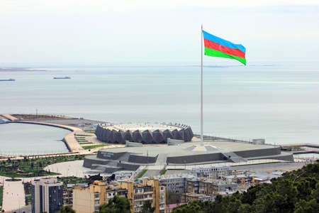 Baku. Azerbaijan. 05.16.2017 Flag square on the Caspian boulevard.のeditorial素材