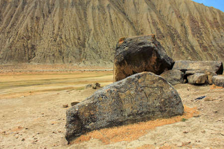 Azerbaijan. 15/05/2017 Ancient stone paintings in the Gobustan region.のeditorial素材