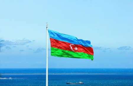 Baku. Azerbaijan. 05.16.2017 Flag square on the Caspian boulevard.のeditorial素材